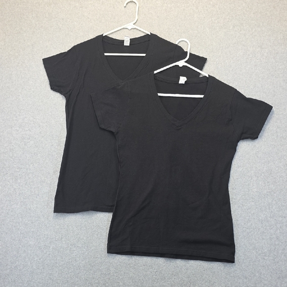 Tultex Tops - Bundle of 2 Black V-Neck T-Shirts Tultex 100% Cotton Women’s XL